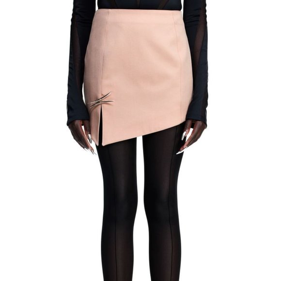 NWT H&M x MUGLER wool mini skirt antique pink